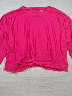 Old Navy Bright Pink Long Sleeve Knot-Front Tee